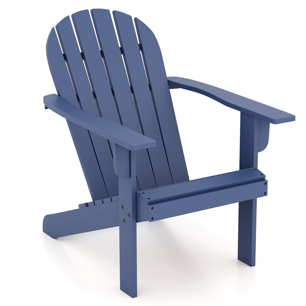Adirondack chair in blue, part of a 7-piece outdoor relaxation bundle, designed for all-weather durability and comfort.