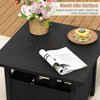 Black outdoor side table with wood-like surface, 1.89" umbrella hole, ideal for patio and garden use.