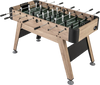 54-inch foosball table showcasing the natural wood texture and smooth surface, perfect for competitive gameplay at home.