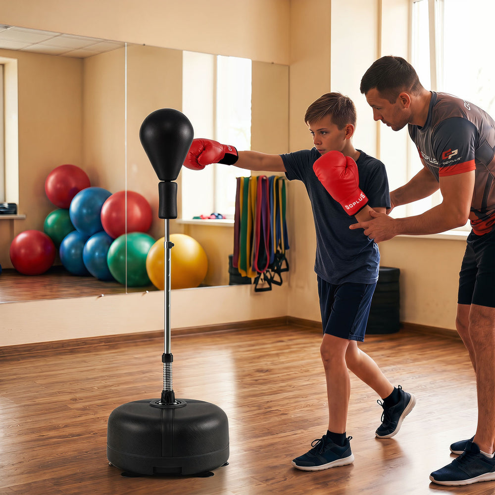 54.5"-62" Height Adjustable FPunching Bag with Stand for Teens and Adults-Black - Gallery View 1 of 10