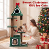 Christmas cat tree with two condos, removable cushion, and festive design for playful holiday fun and comfort.