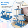 54-inch tall blue cat tree tower featuring a cozy condo, plush hammock, and sisal scratching posts for indoor cats.