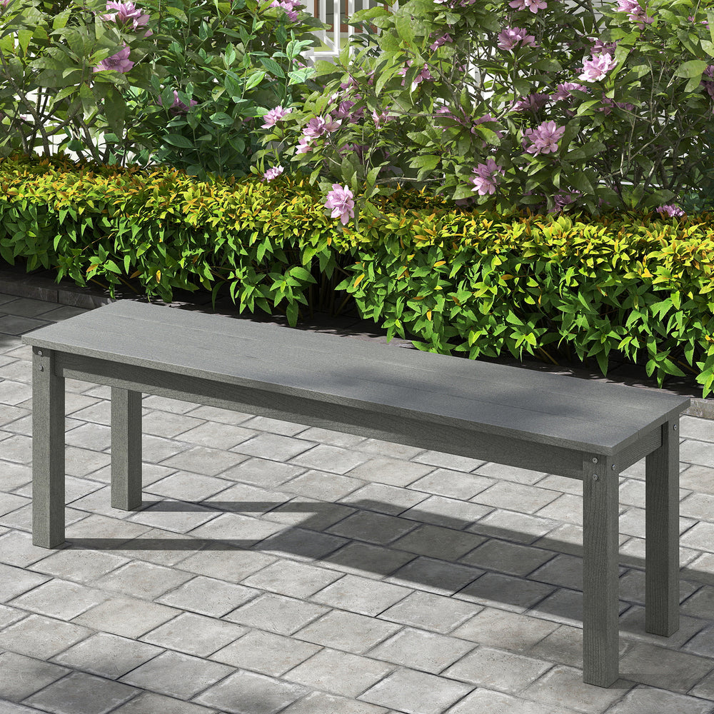 55" HDPE Outdoor Bench 2-3 People Weatherproof Backless Patio Garden Bench-Gray - Gallery View 1 of 8