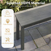 55" gray HDPE outdoor bench with wood-like surface, all-weather durability, and low maintenance for patio or garden use.