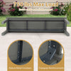 55" gray HDPE outdoor bench with robust metal crossbars and triangular reinforcements for stable support in gardens.