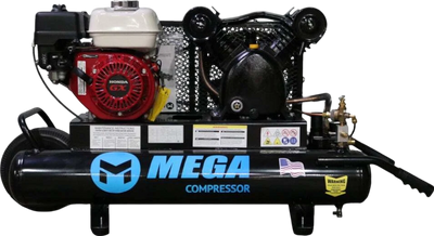 Mega Compressor MP-5510G200 Air Compressor Twin Tank Wheelbarrow 5.5 HP 10 Gallon 150 PSI Gas Honda Engine New