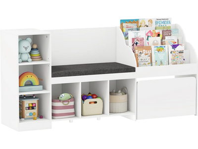 Costway Kids Bookcase Reading Nook 4-in-1 Toy Organizer 96060371 New
