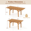 Expandable 55-71 inch patio dining table made of solid acacia wood, seating 6-8 people with umbrella hole for outdoor.