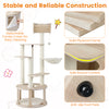 Wooden cat tree with sturdy plywood frame, removable plush cushions, and anti-slip foot pads for indoor cats.