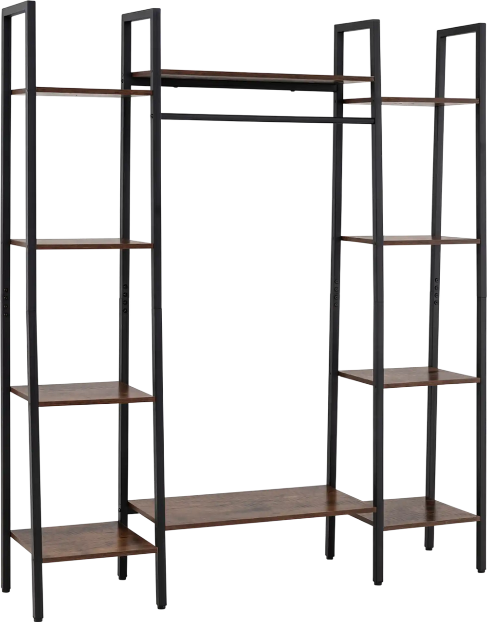 Tall 55.5-inch plant stand with 10 tiers, rustic brown shelves, and multi-color LED strip lights for versatile display.