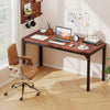 Brown 55-inch conference table with a heavy-duty metal frame, featuring a spacious workspace and modern design for.
