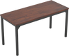 Brown 55-inch conference table with a heavy-duty metal frame, offering a spacious workspace for various uses.