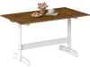 Rectangular 55-inch dining table with walnut finish, solid wood trestle base, suitable for 4-6 people in kitchen or.