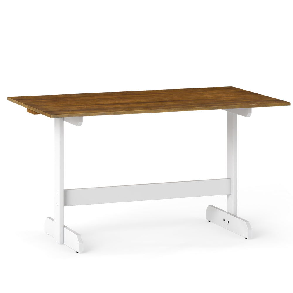 Rectangular 55-inch dining table with walnut finish, solid rubber wood base, suitable for 4-6 people in dining or.