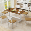 Rectangular 55-inch dining table with solid wood trestle base, accommodating 4-6 people, perfect for kitchen or dining.