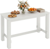 White 55-inch wooden dining table with rounded corners, seating 4-6 people, ideal for dining rooms and kitchens.