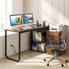 55 Inch Reversible L Shaped Desk with 3 Drawers Home Office Desk with Adjustable Shelf-Rustic Brown - Gallery View 1 of 11