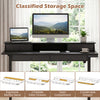 Electric standing desk with ergonomic monitor stand, 2 fabric drawers, and under-desk storage for organized workspace.