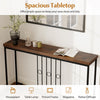 55" industrial console table with spacious brown tabletop and sturdy H-shaped base, perfect for hallway or living room.