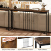 55" industrial console table with a thick brown tabletop and stylish geometric pattern, perfect for living room or.