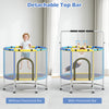 Kids trampoline featuring a 55" jumping mat, detachable gym bar, and safety net for secure play, ideal for ages 3-6.