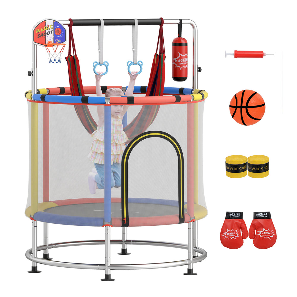 55" Kids Trampoline Gift for for 3-6 Years Old Boys and Girls-Red - Gallery View 1 of 10