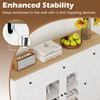 Buffet sideboard with 55" tabletop, 2 see-through doors, and anti-toppling devices for kitchen stability and safety.