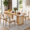 Natural 55" solid rubber wood dining table set for 4 with rounded edges and woven resin wicker details for a stylish look.