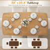 Natural 55" solid wood dining table with rounded edges, seats 4-6 people for family gatherings and casual dining.