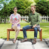 Outdoor teak wood bench with a solid construction, 880 lbs capacity, perfect for patio seating and stability.