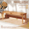 Outdoor teak wood bench with a splinter-free surface, solid construction, and 880 lbs capacity, perfect for patio use.