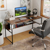 55 x 24 inch Computer Desk with Power Outlets and USB Ports-Rustic Brown - Gallery View 1 of 9