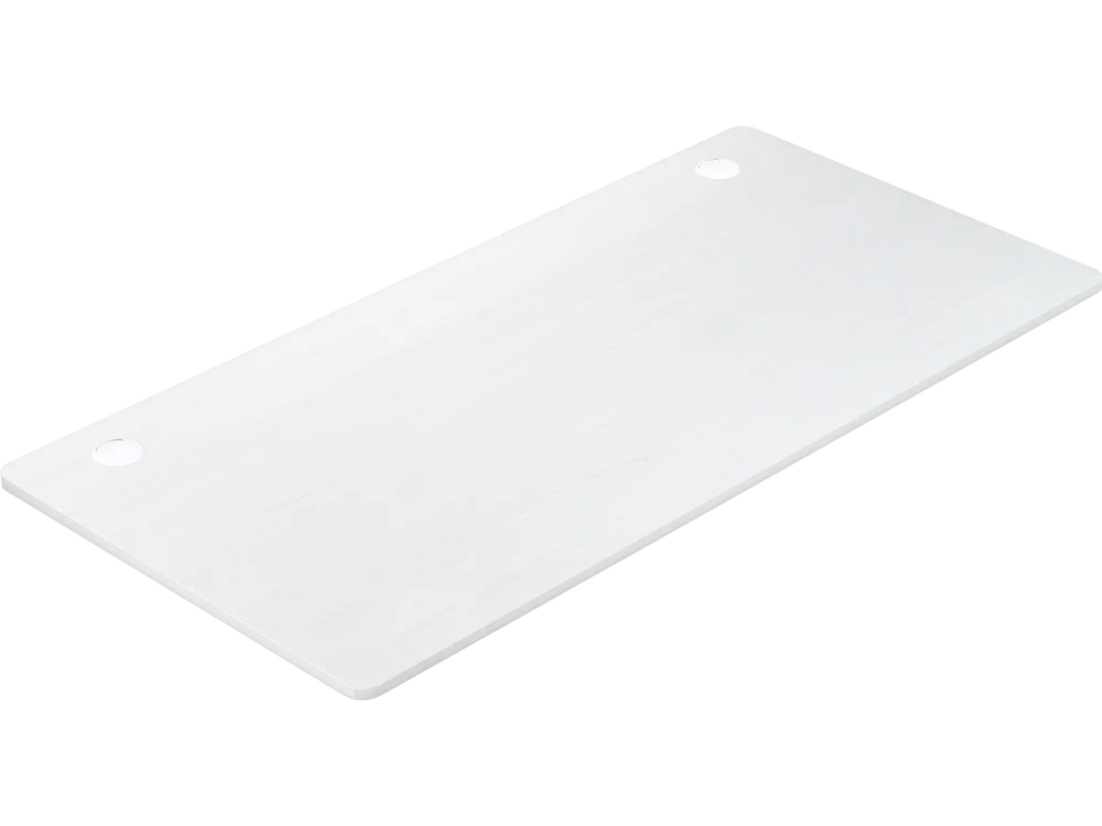55" x 28" universal tabletop in natural finish, featuring dual cable holes for efficient workstation setup.