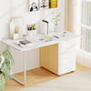 Natural 55" x 28" tabletop with a smooth surface and dual cable holes, ideal for creating a multifunctional workstation.
