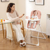 Easy Clean Compact Highchair with Removable Adjustable Tray and PU Seat Cushion-Pink - Gallery View 1 of 10