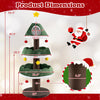 Multi-level 56.5-inch cat tower in festive tree shape features green fabric, scratching posts, and cozy napping areas.