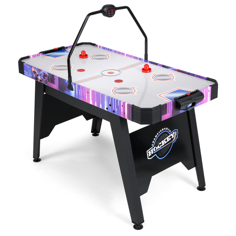 56-inch air hockey table with LED digital scoreboard, sturdy design, and powerful 12V motor for exciting gameplay.