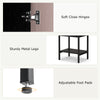 Soft close hinges and sturdy metal legs of the 57-inch black bathroom tall cabinet with adjustable foot pads.