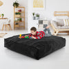 Large 57 x 57 inch black crash pad sensory mat with soft foam blocks, ideal for play and relaxation for kids and pets.