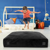 Black 57 x 57 inch crash pad sensory mat with foam blocks, perfect for jumping and safe play for kids.