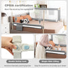 57-inch vertical lifting baby bed rail guard in gray with double safety lock and adjustable height for mattress fit.