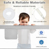 57-inch gray baby bed rail guard with breathable mesh, anti-collision sponge, and adjustable heights for safety.
