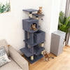 Gray 57-inch cat tree showcasing elevated perches and sisal scratching posts, perfect for climbing and lounging.