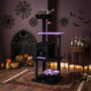 Gothic-style 57" cat tower with plush fabric, featuring a cozy hideaway and spider-shaped toy for playful feline.
