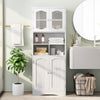 58.5 Inch Freestanding Linen Bathroom Storage Cabinet with Frost Glass Doors-White - Gallery View 1 of 10