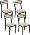 Set of 4 modern dining chairs with ergonomic tilt backrest and black rubber-wood legs, perfect for dining rooms.