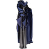 Folded portable beach canopy chair in blue with carry bag, featuring a durable steel frame and convenient cup holders.