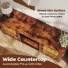 58" rustic brown fireplace TV stand with LED lights, accommodating TVs up to 65 inches, featuring a wood-like surface.