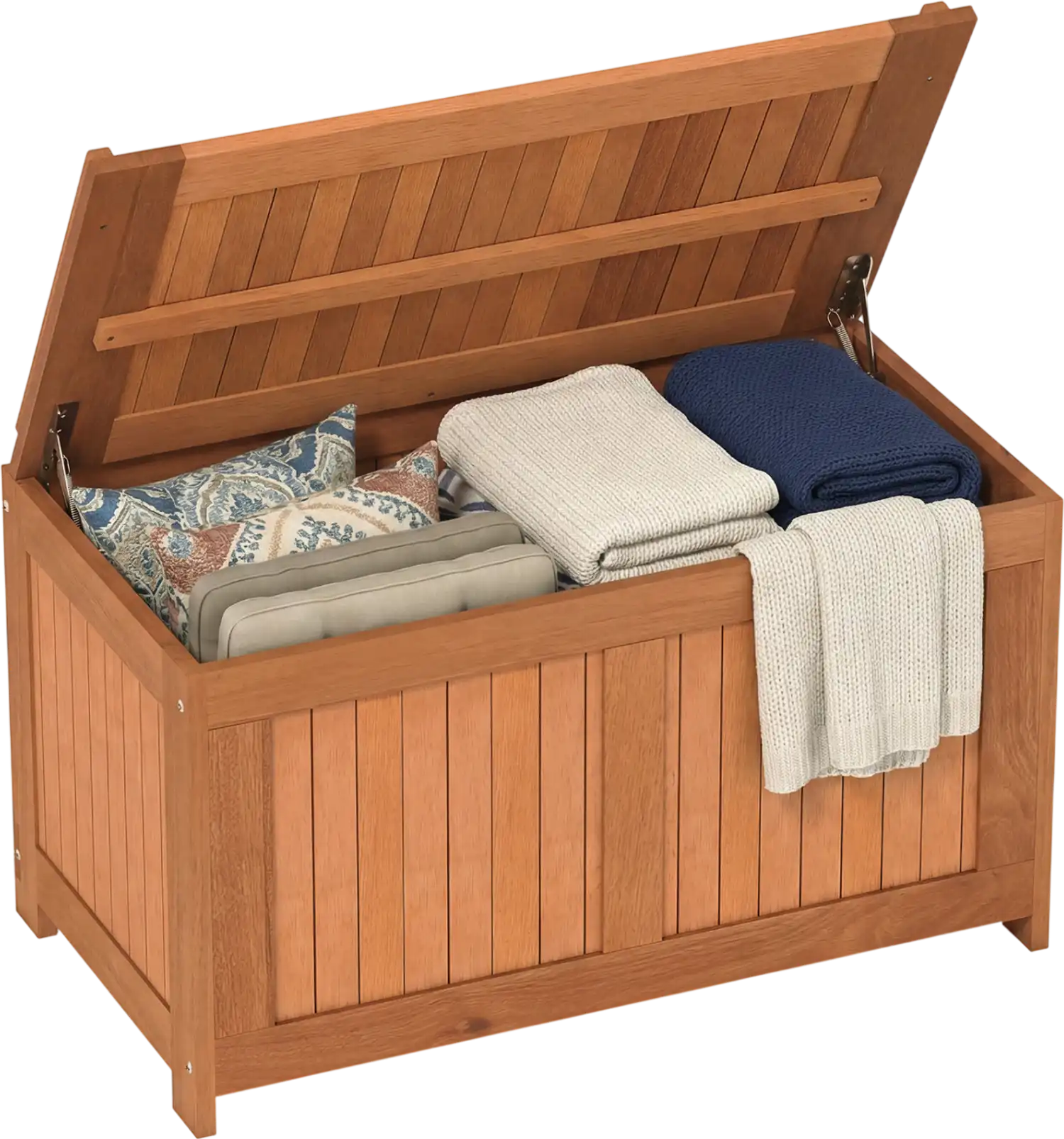 Costway 52 Gallon 3-in-1 Patio Wood Deck Box Flip Top Storage Bench Table 143875926 New