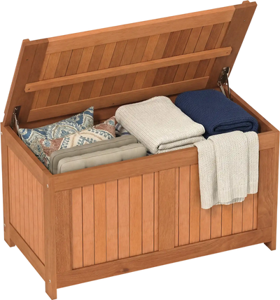 Costway 52 Gallon 3-in-1 Patio Wood Deck Box Flip Top Storage Bench Table 143875926 New